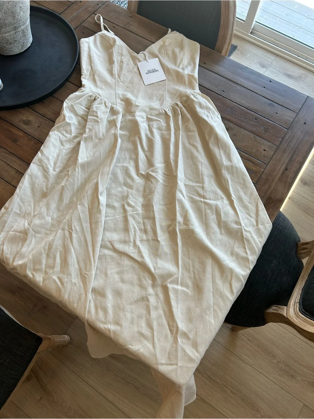 NWT Seven Wonders Zephy Linen Maxi Dress Sand Beige M - Picture 7 of 16